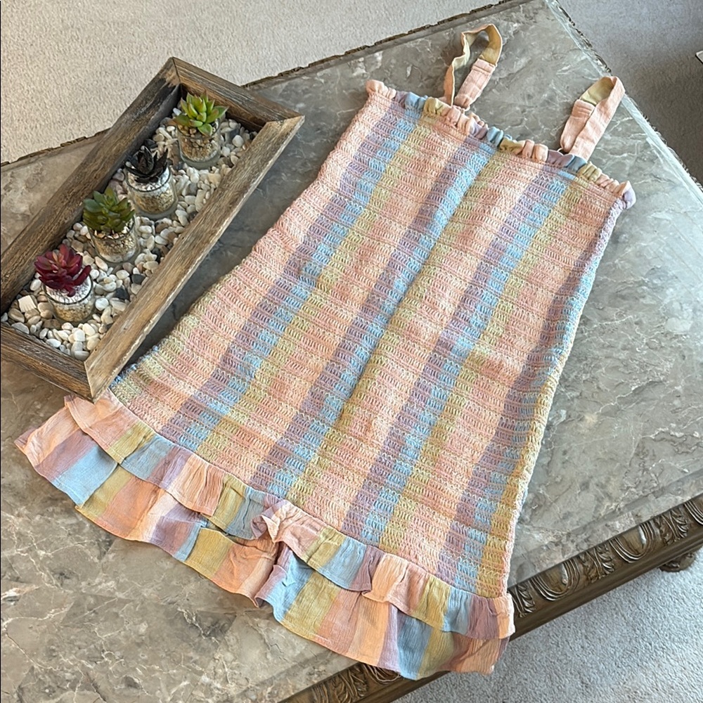 American Eagle Outfitters Pastel Multi-Color Smocked Mini Dress
